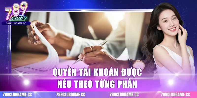 Quyền tài khoản được nêu theo từng phần